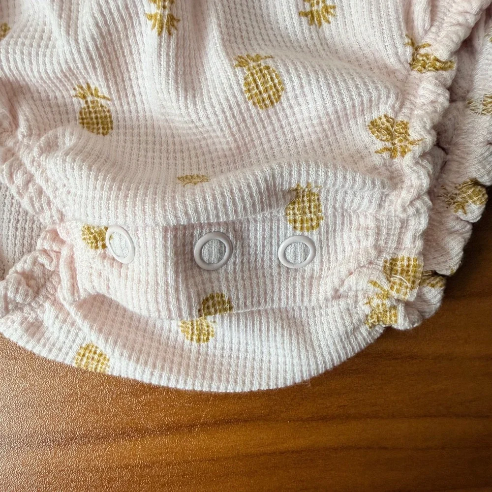 Carters Just One You Baby Girls Romper Lot 2pc 9M Pineapple Butterfly Pink White